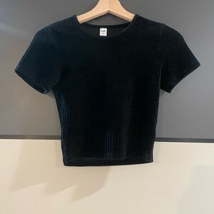 Black Short Sleeve Shirt In Velvet